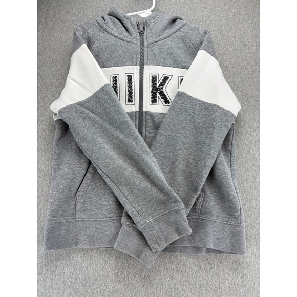 Nike Gray & White Block Full Zip Hoodie Sweatshirt Youth Size Small - Picture 1 of 8